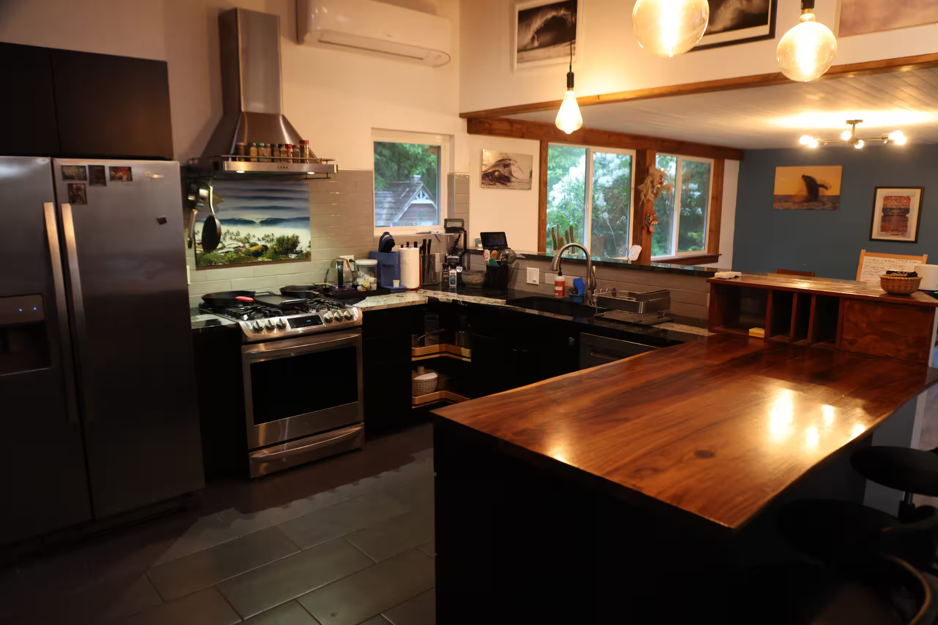 Olympic Peninsula Escape kitchen with wood countertop